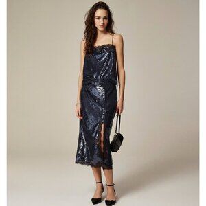 J.Crew Gwyneth Sequin Slip Skirt in Navy